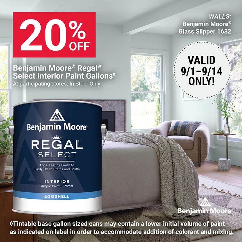 20% Off Benjamin Moore® Regal® Select Interior Paint Gallons